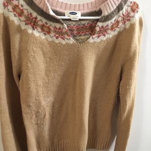 Old navy sweater pretty pink tan large size